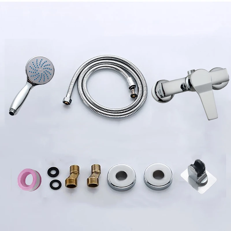 

BECOLA Chrome Brass Bathroom Shower Faucet & Hand Shower Wall Mounted Single Holder Single Control Shower Set Bathroom BR-701A