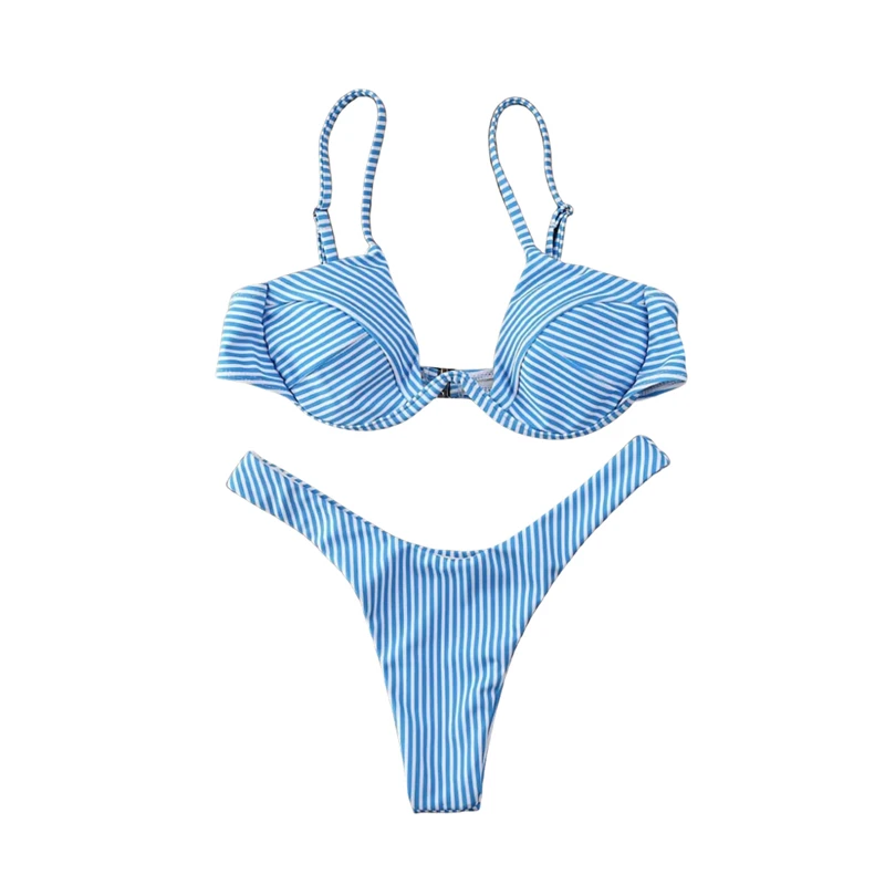 Hirigin 2 шт. Женский комплект бикини леопардовый узор пуш ап купальник бюстгальтер