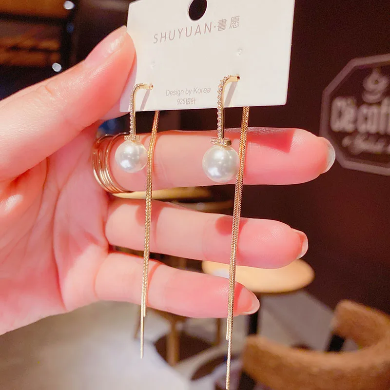 Модные белые маленькие жемчужные серьги с подвесками для женщин длинные съемные