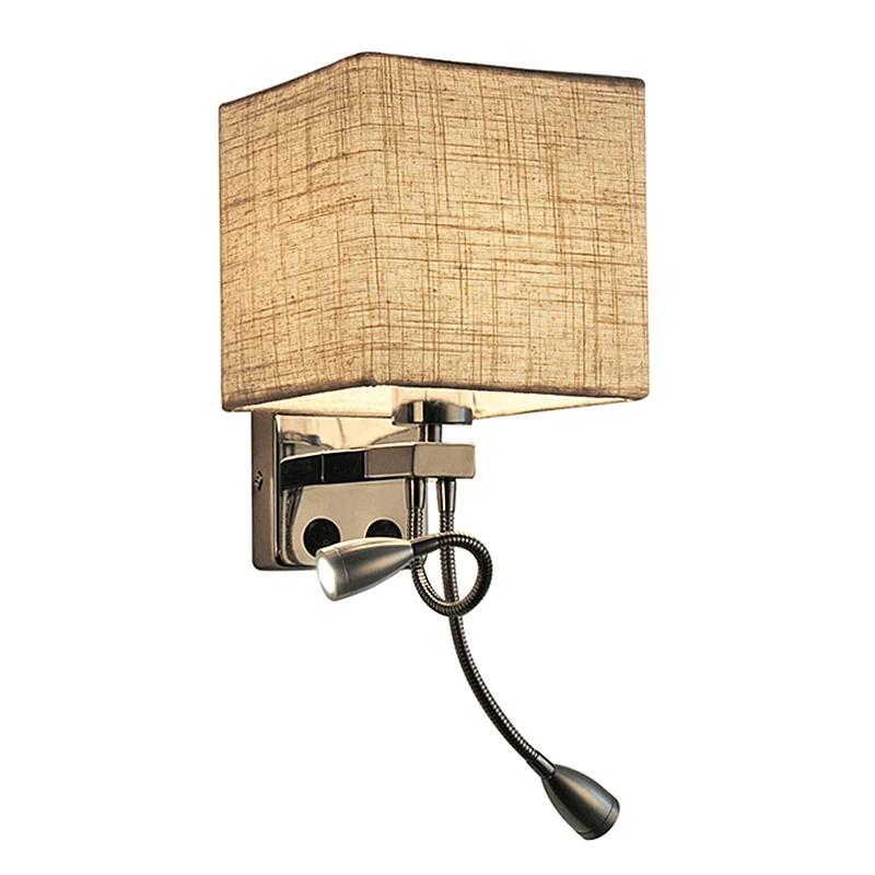 Современное светодиодное настенное бра BOTIMI с тканевым абажуром прикроватные