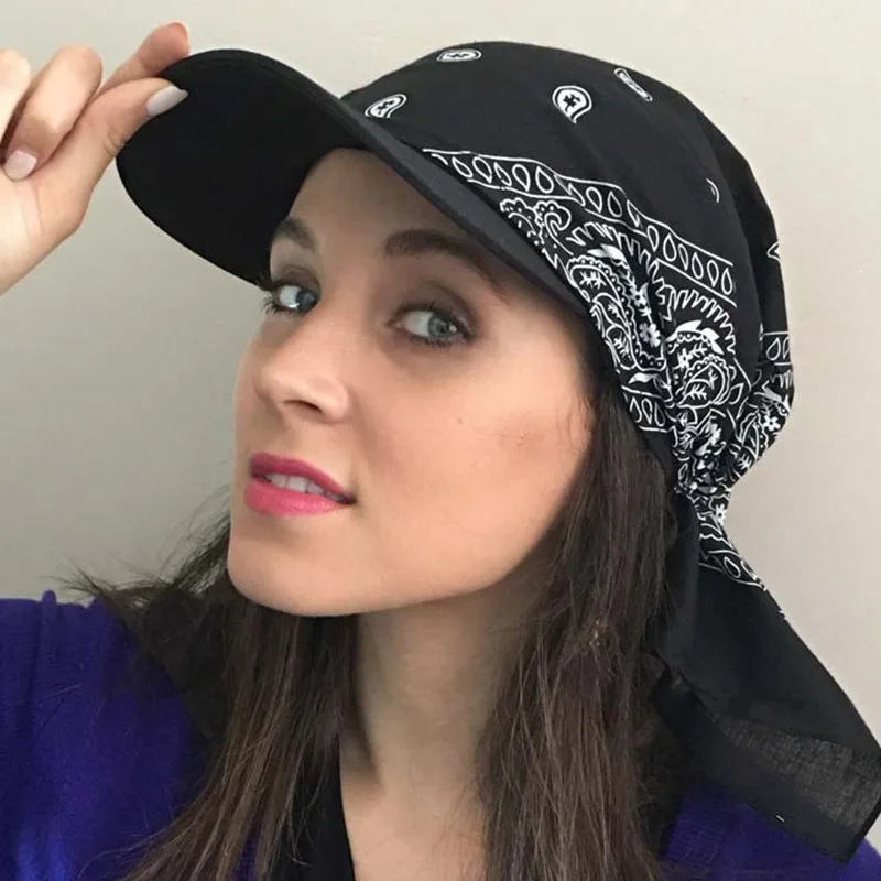 Bandana Turban Square Scarf Hat Boho Paisley Floral Tie Knot Back Cotton Baseball Cap Adjustable Women Headscarf Sun Visor |