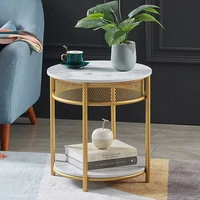 nordic living room storage small round table simple double layers marble sofa corner coffee table luxury tea table