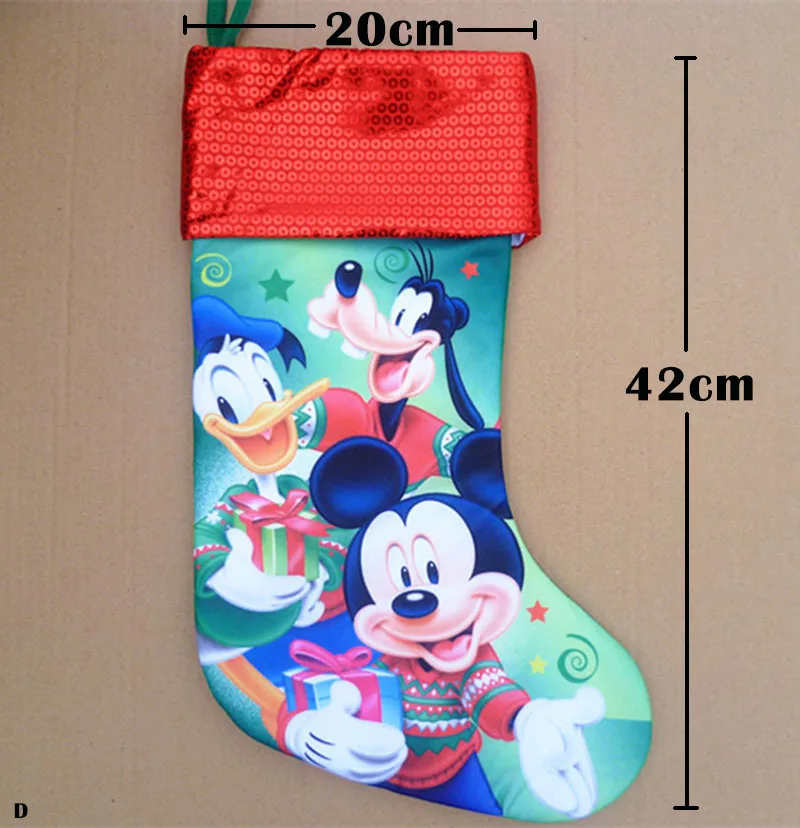 Children cartoon Christmas stockings princess socks kids gift candy packing bag mouse Superherro | Дом и сад