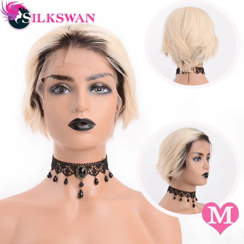 Silkswan короткие стриженые парики из натуральных волос remy 150 плотность#1B/613 натуральные короткие парики для черных женщин