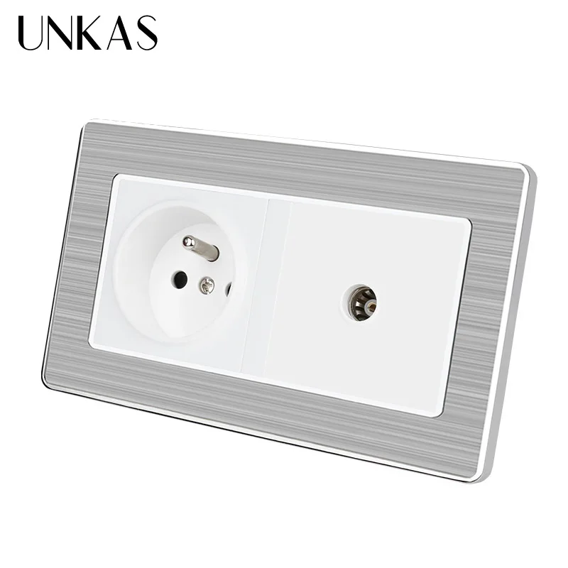 Французская стандартная настенная розетка UNKAS с заземлением 16 А + Женская ТВ из