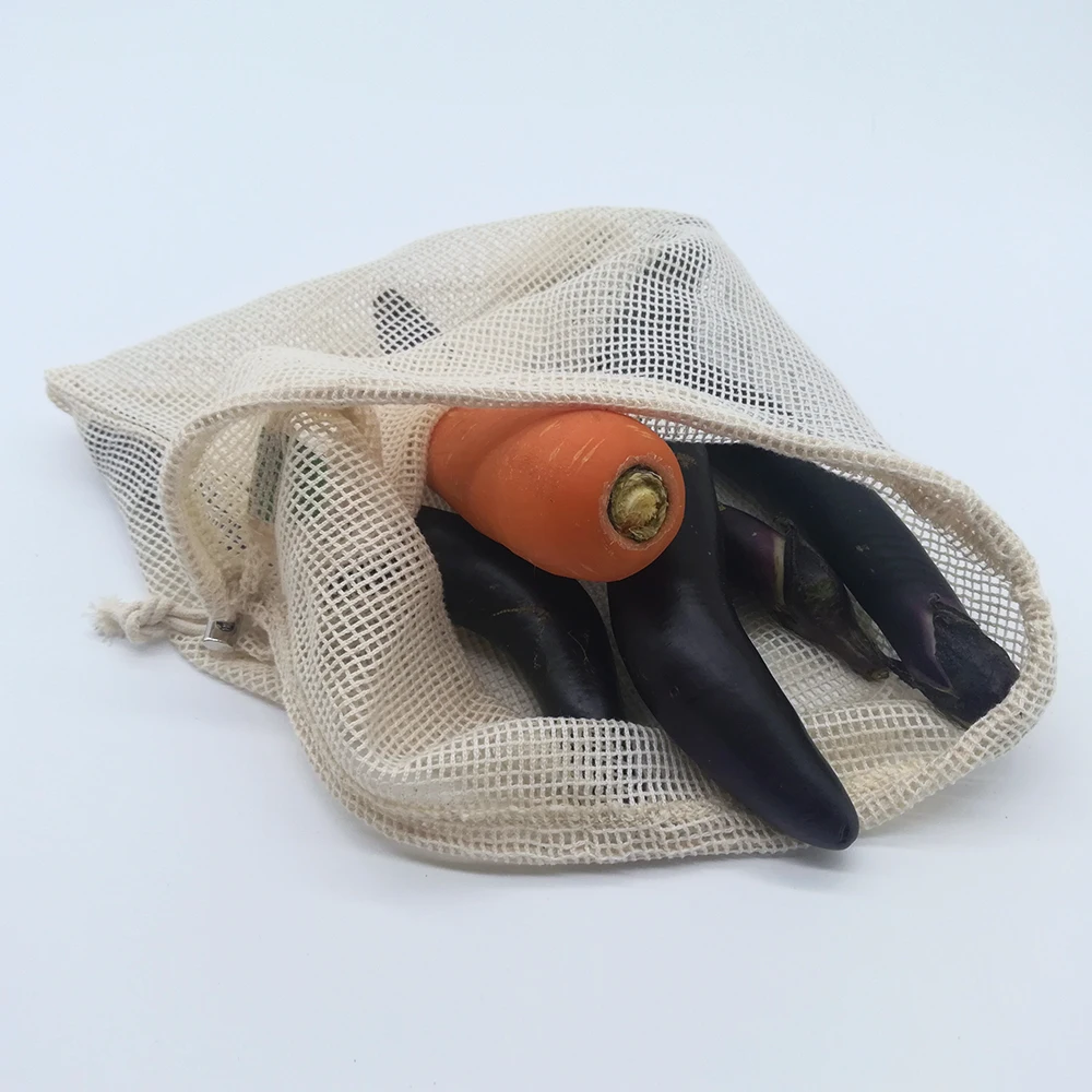 Cotton Vegetable Bags for Home Kitchen Storage Reusable Produce Mesh Fruit Bag eco friendly Organization | Дом и сад