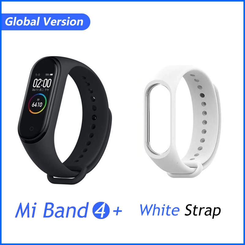 GB Add White Strap Xiaomi mi Band 4 новейшая музыка Смарт mi band 4 Браслет Пульс фитнес 135 мАч цветной экран Bluetooth 5,0 - Цвет: GB Add White Strap