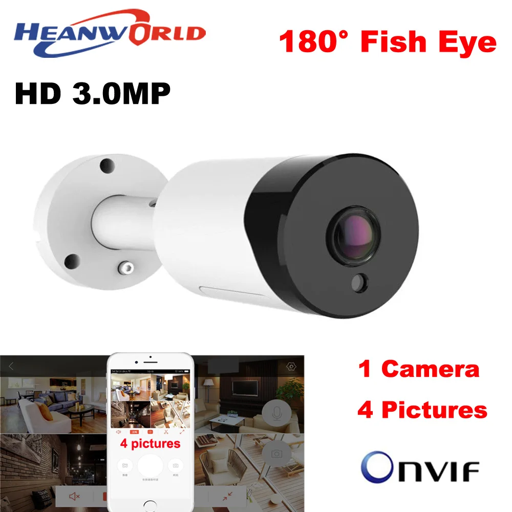Heanworld HD 180 градусов панорамный рыбий глаз PoE IP камера 3.0MP уличная
