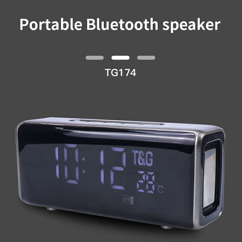 Беспроводные Часы tg174 bluetooth колонка будильник с дисплеем портативный fm сабвуфер