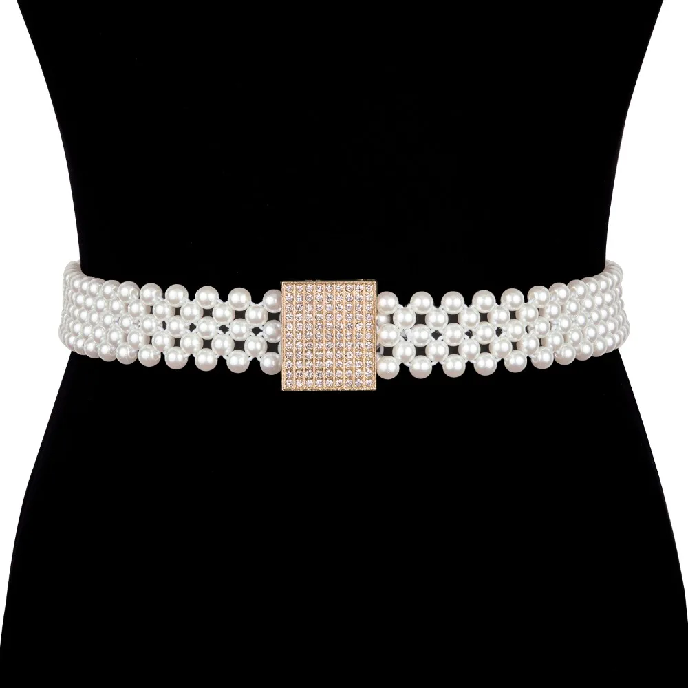 Роскошные женские Стразы пояс Женский яркий невесты широкий bling Кристалл Алмаз талия длинная цепь пояс Стразы пояс с жемчугом
