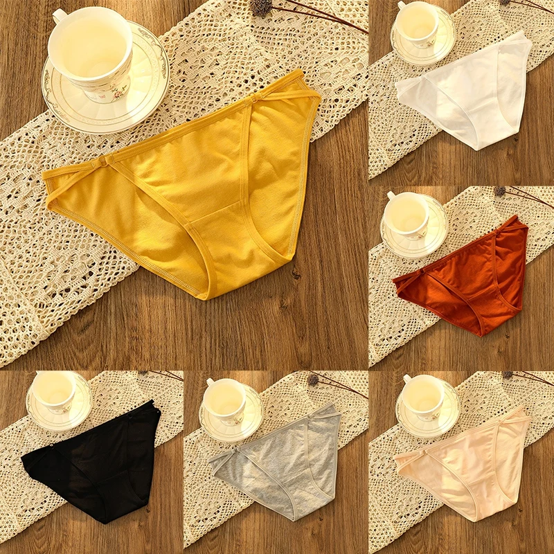 

Womens Panties Sexy Low Waist Cotton Ladies Briefs Sexy Underwear Comfort Underpants Solid Color Female Panties XDERF1SAFSD