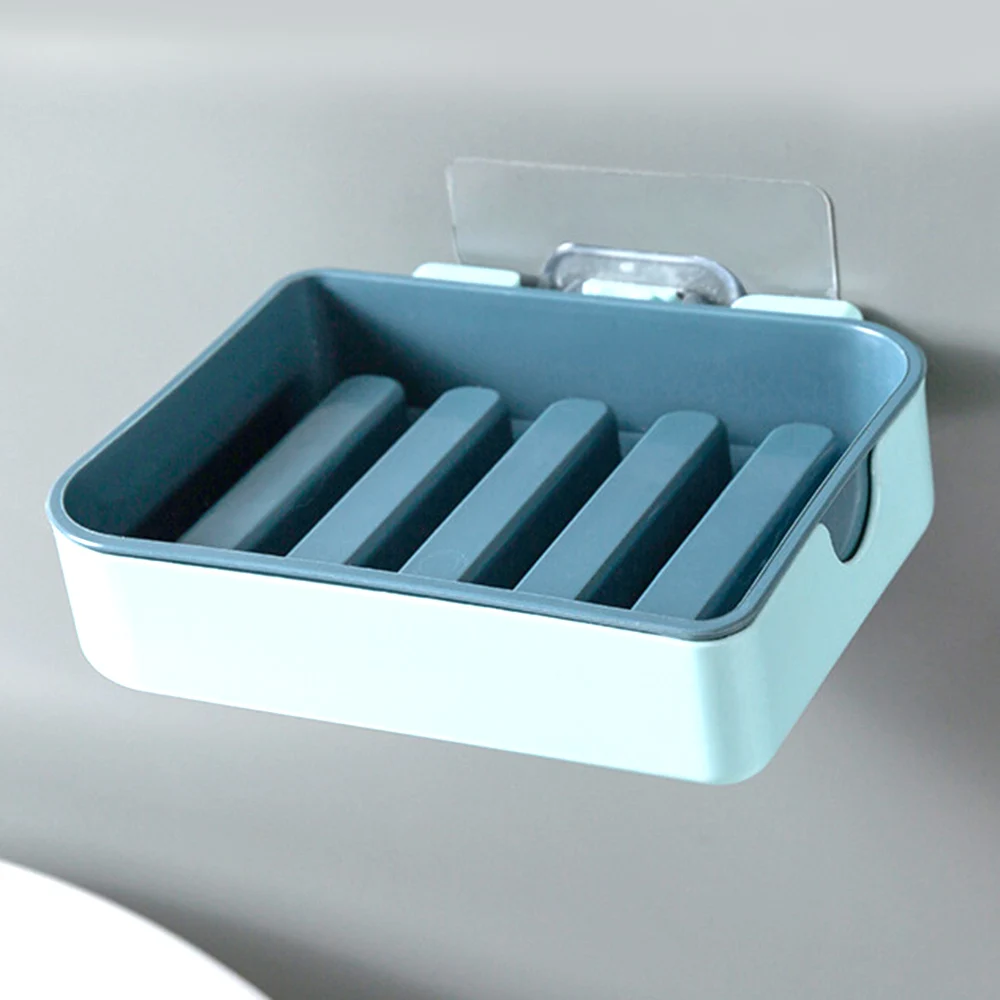 Двухслойный держатель для мыла без дырочек ванной комнаты клейкая установка