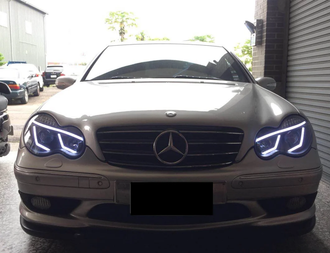 2 шт. светодиодный фонарь для Benz W203 01-07 Автомобильный светодиодный фонарь с двойными ксеноновыми линзами автомобильные аксессуары дневные ходовые огни противотуманные фары