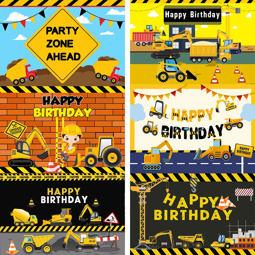 

Фон для фотосъемки в строительстве, экскаватор, самосвал, день рождения, торт, стол, мальчик, день рождения, Декор, баннер