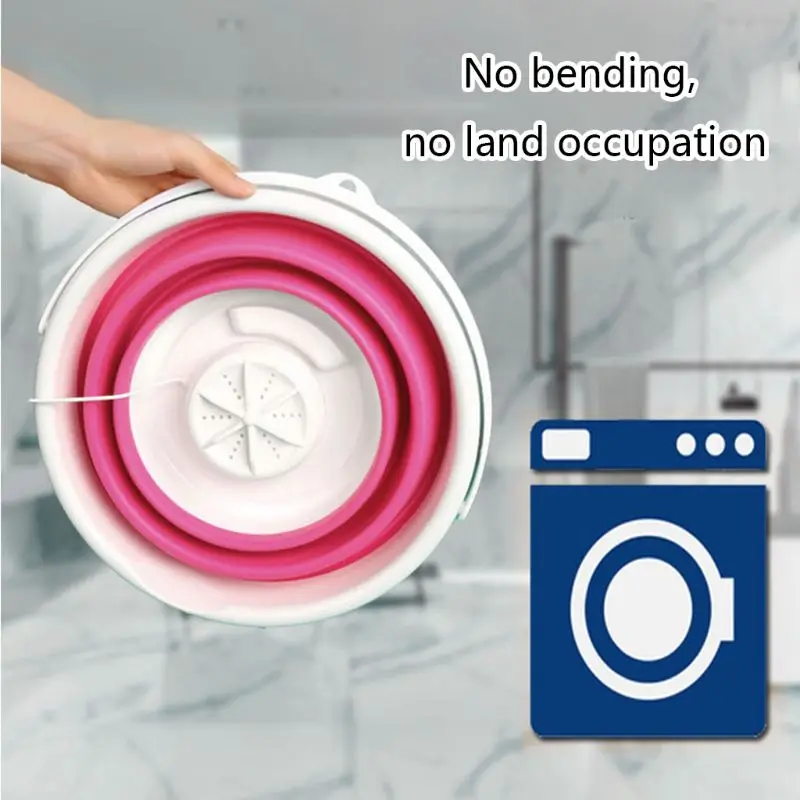 

Foldable Mini Washing Machine Rotating Ultrasonic Turbines Washer USB Charging Laundry Clothes Cleaner for Home Travel