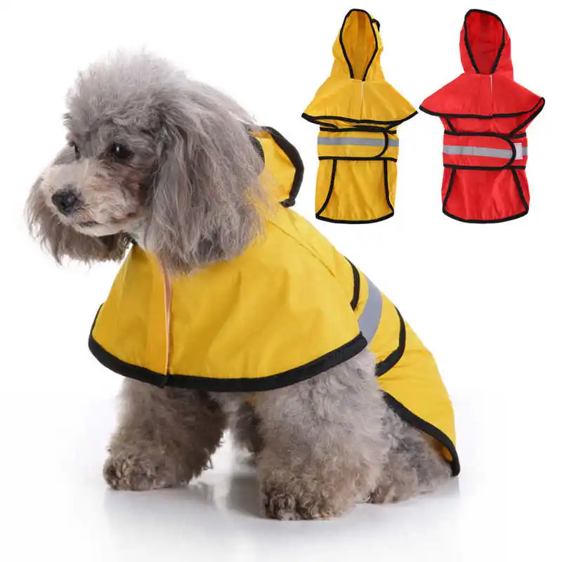 

Waterproof Dog Raincoat Pet Dog Coats Jackets Puppy Small Dog Hooded Outdoor Clothes Adjustable Rain Coat w/ Reflective Strip