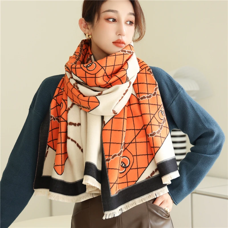 

Brand Warm Cashmere Scarf for Women Pashmina Bufanda Winter Thick Blacket Poncho Shawl Lady Echarpe Foulard Neckerchief 2021 New