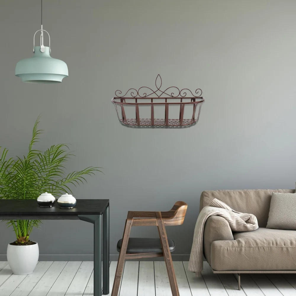 

2pcs Wrought Iron Shelf Wall-mounted Storage Rack Basket Flowerpot Shelf