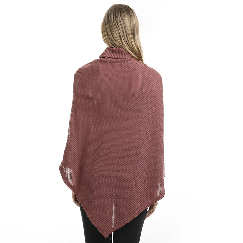 2019 женский свитер Осень-зима водолазка свободный Повседневный вязанный пончо на