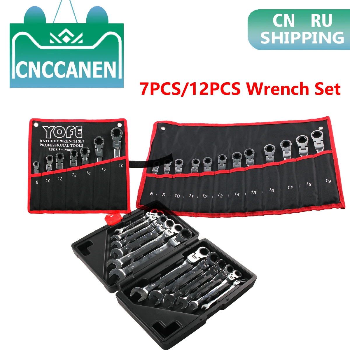 

7/12PCS 8mm~19mm Flexible Head Wrench Multitool Key Ratchet Spanners Set of Tools Universal Wrench Tool Car Repair Tools