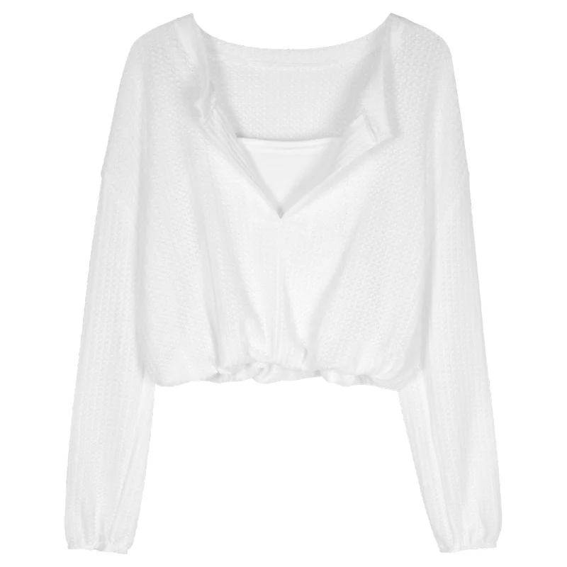 Коллекция 2021 года свободные футболки на бретелях с имитацией двух длинных