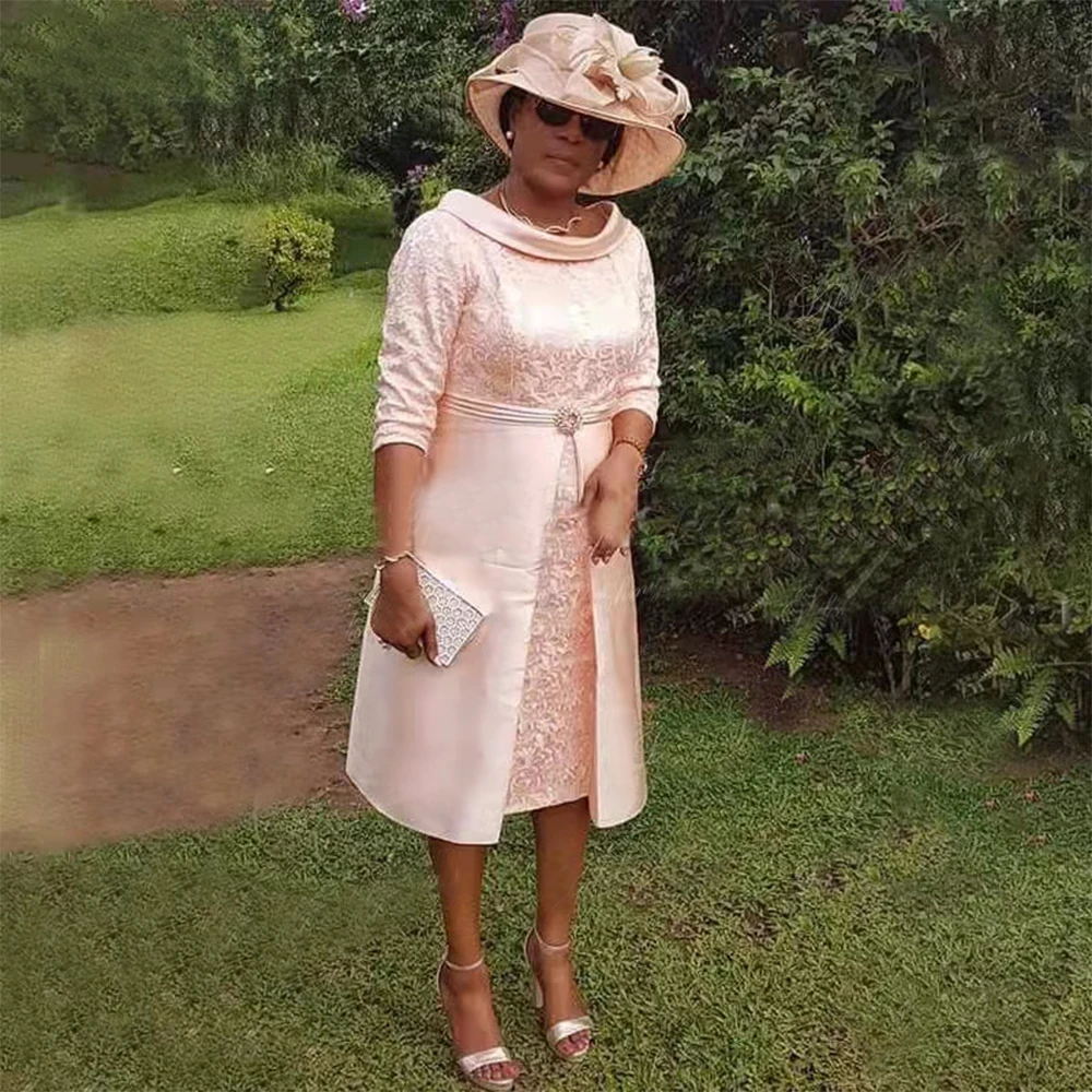 

Кружевные платья для матери невесты с вырезом «миска», на молнии сзади, свадебные вечерние платья, платья по индивидуальному заказу, платья до середины икры