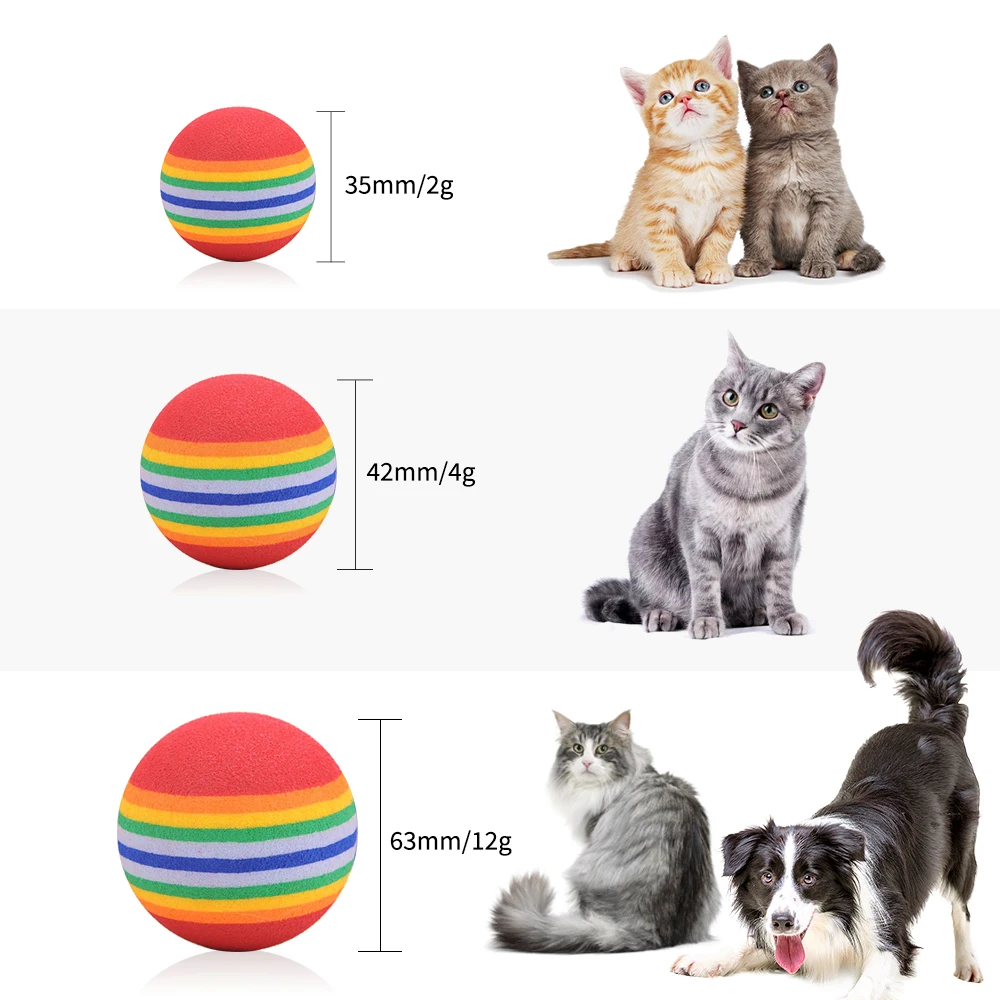 

3PCS Colorful Ball Cat Toy Colorful Ball Interactive Pet Products Kitten Play Chewing Rattle Scratch Ball Training Pet Supplies
