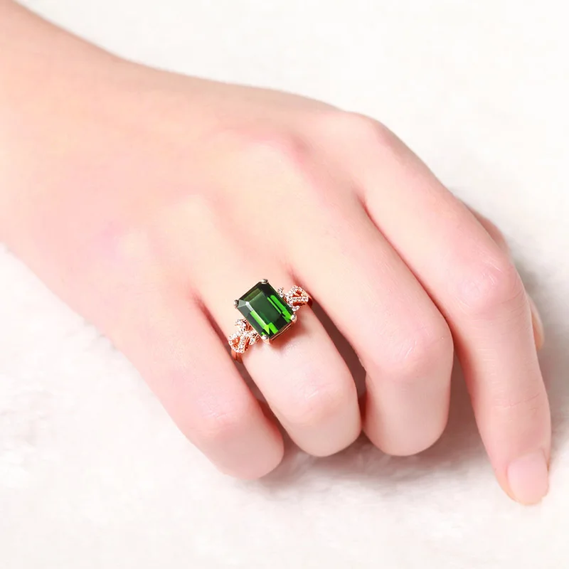 Luxurious Classic Rose Gold natural jadeite engagement ring ladies boutique jewelry Valentine's Day gift | Украшения и