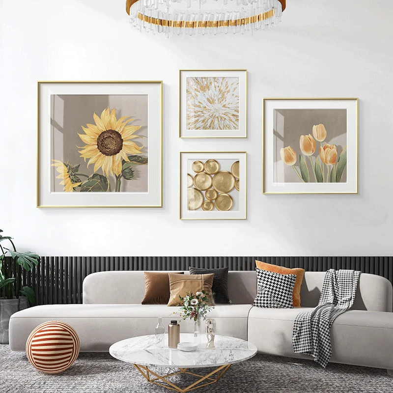 

Abstract Sunflower Canvas Painting Posters Print Nordic Geometry Wall Art Pictures for Living Room Scandinavian Wall Paintings