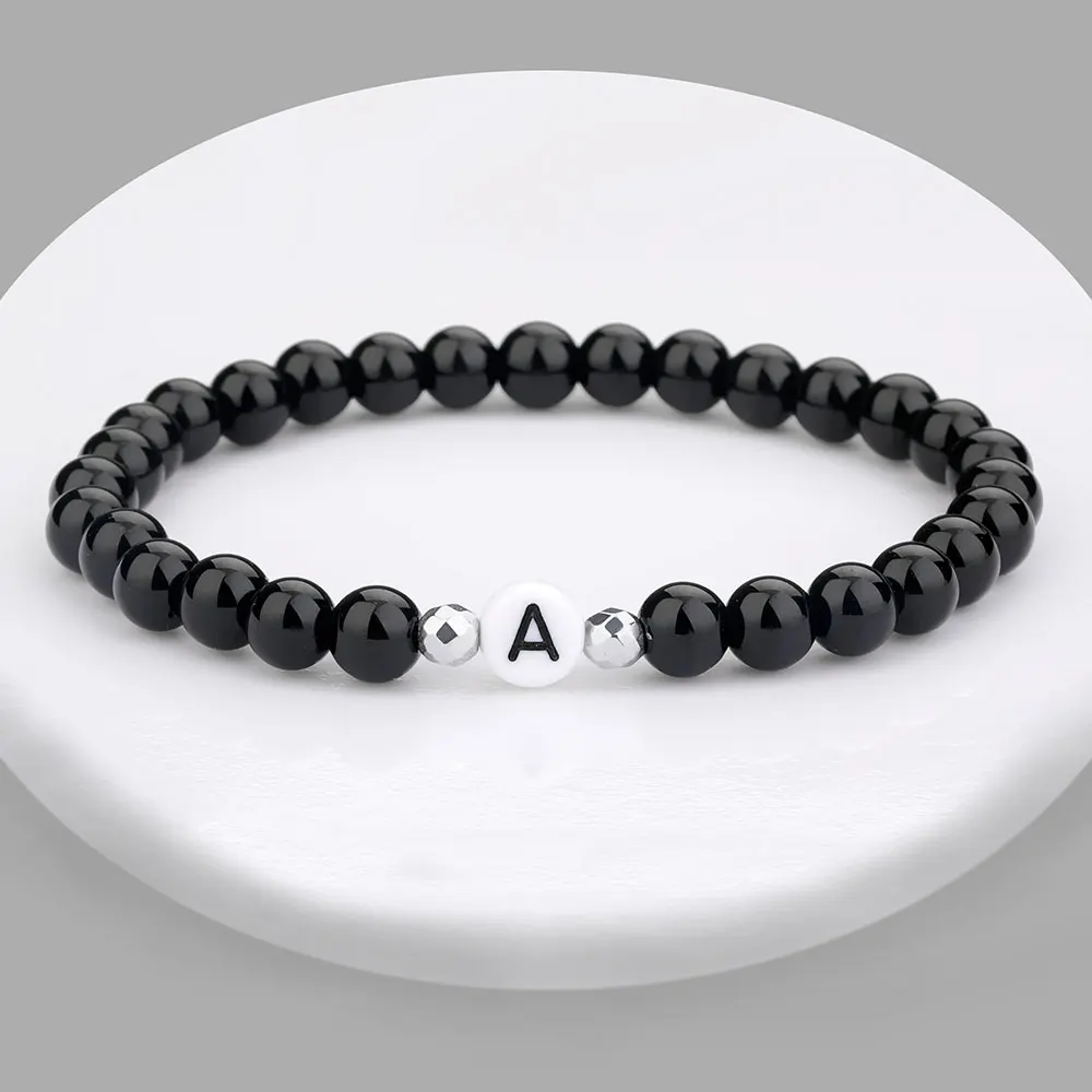 

Initial Letter MAMA Black Beads Bracelet MOM Beaded Bangles For Women Mother's Day Gifts Bracelets Fashion Family Jewelry 2021