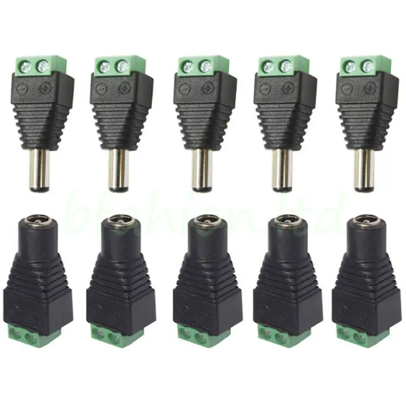 

1pcs Female +1 pcs Male DC connector 2.1*5.5mm Power Jack Adapter Plug Cable Connector for Monitoring engineering power supply