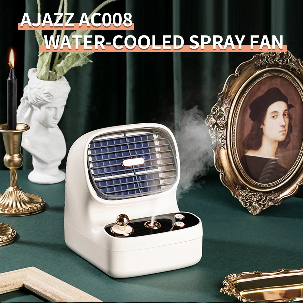 

AJAZZ AC008 Water-cooled Spray Fan Retro Game Console Style Three-gear Wind Speed Adjustment 10H Spray Humidification White