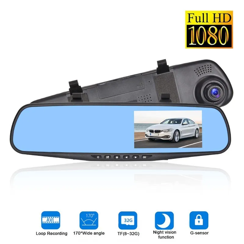 4," Автомобильное Зеркало DVR Dash камера Full HD 1080P Циклическая запись ночного видения широкий угол парковки монитор G сенсор Dash Cam Регистратор