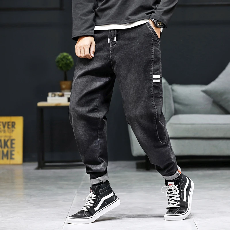 46 Plus Size 2021 Summer High Quality Men's  Baggy Black  Pants Cargo Male solid Casual Denim Fashion Mens Long Jeans Trousers