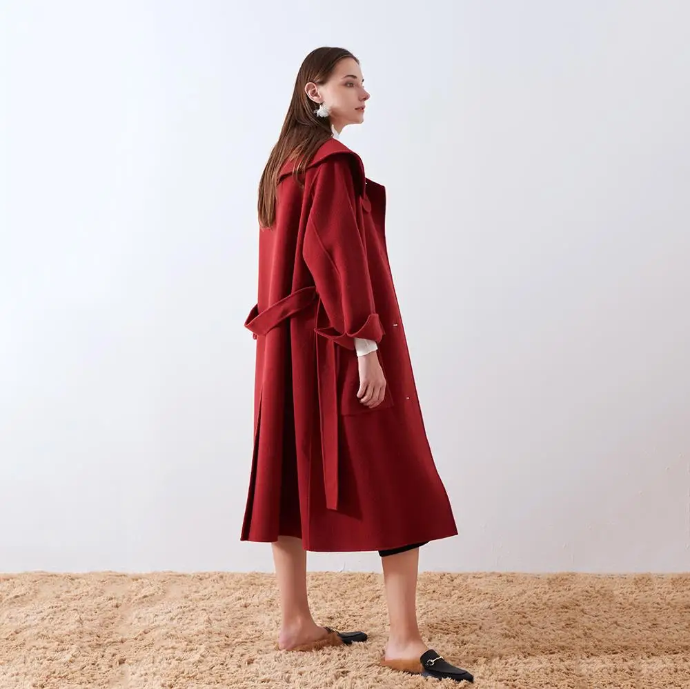 80% шерстяное пальто осень женская плюс размер свободные офисные женские сплошной