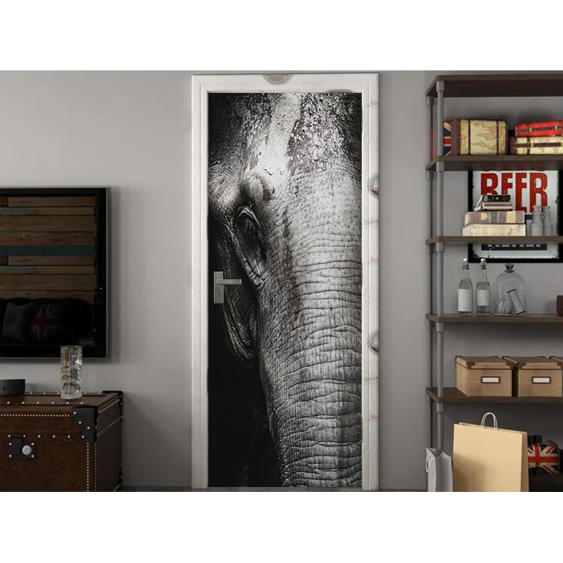 Объемные принты с изображением лица большого слона водостойкая наклейка на всю