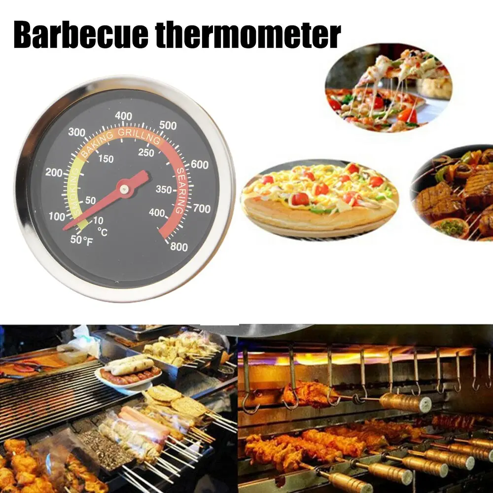 

Stainless Steel BBQ Smoker Grill Thermometer Food Meat Temperature Gauge 50-800 Degrees Fahrenheit 10-400℃ for Household Kitchen