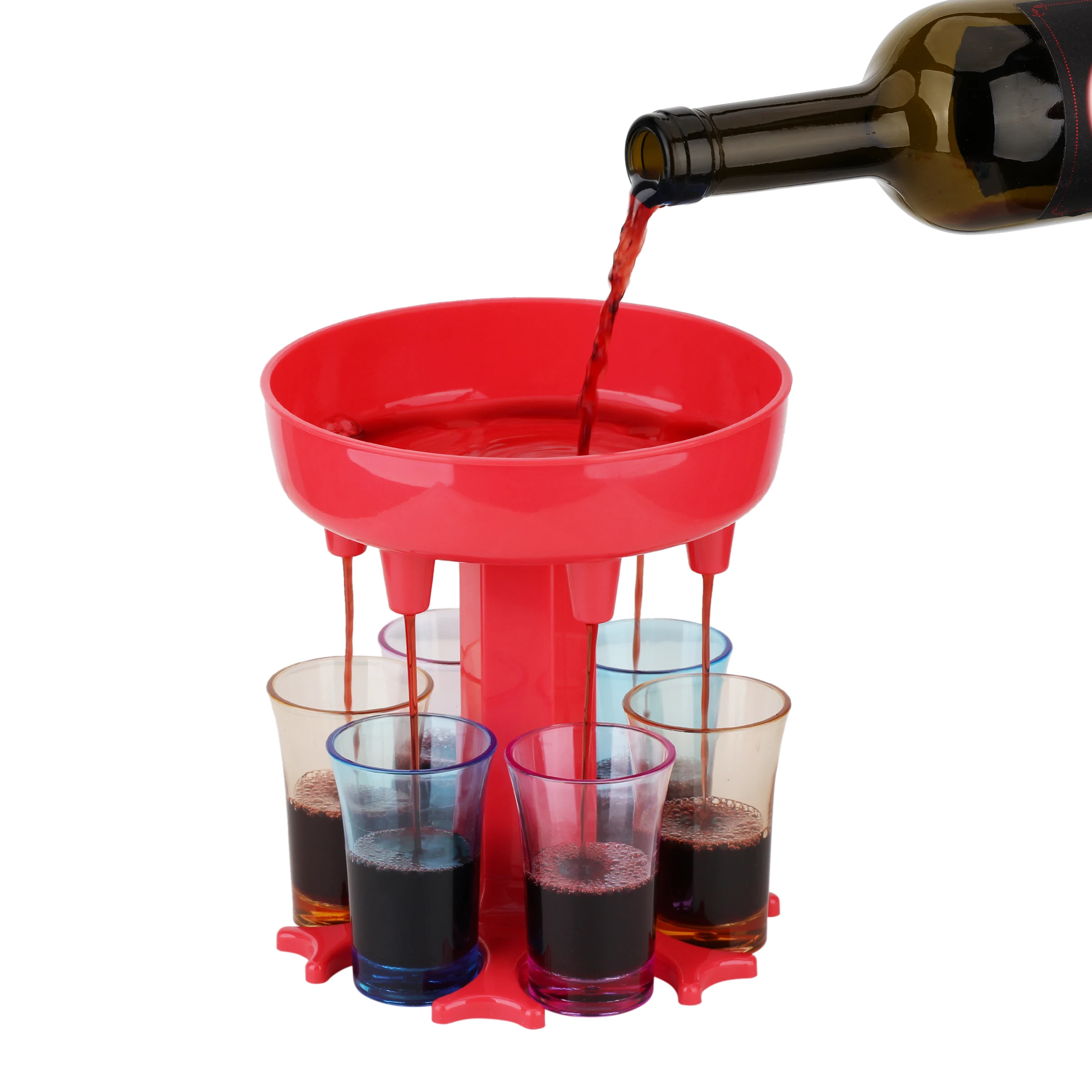 

6 Shot Glass Dispenser and Holder Red Wine Whisky Beer Dispenser Portable Dispenser Party Bar Drinking Games Tools