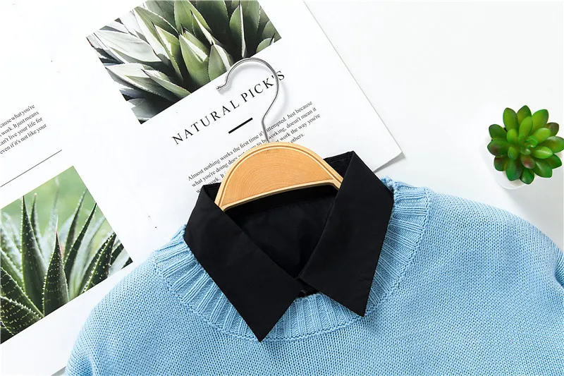 

2021 New Womens Formal Shirt Fake Collar Solid Color Lace Lapel Fake Collar Detachable Half-Shirt Blouse Tops Decoration