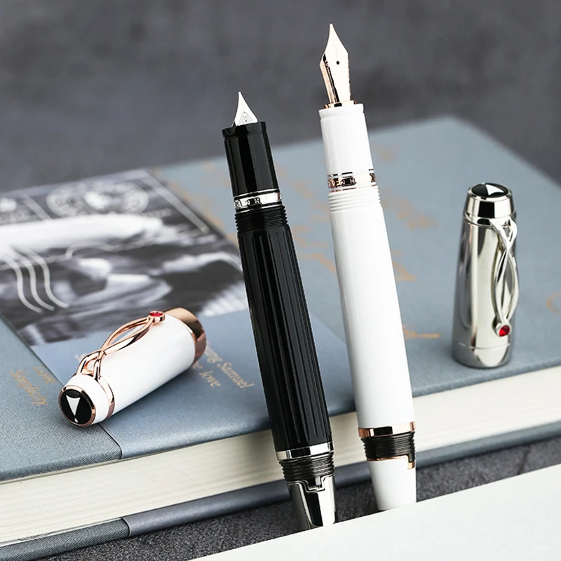 Ручка перьевая Moonman X1 с выдвижными чернилами иридиевая ручка EF/F Nib черная/белая
