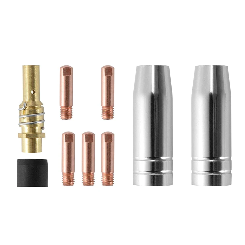 

9Pcs Welding Torch Nozzle Part Kit Conical Nozzle Sleeve Rod Tool Set 0.8X25MM Gas Connector Holder For 15Ak Welder Accessories