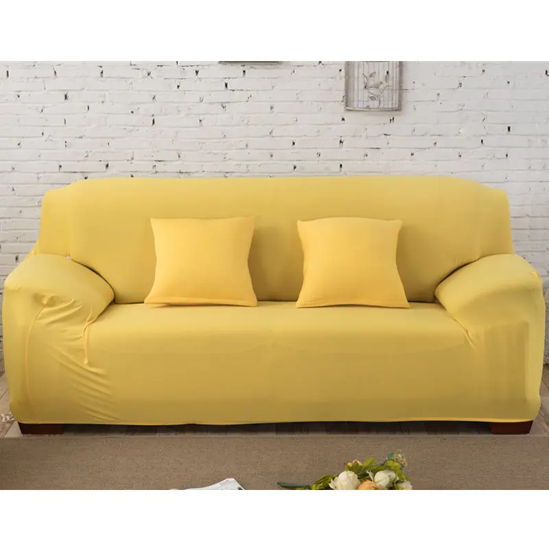 Yellow Твердые Цвет чехлы для диванов спандекс эластичная европейских и американских полиэстер угловой диван кушетка чехол стоматологическое кресло крышка протектор Гостиная 1/2/3/4 местный - Цвет: Yellow