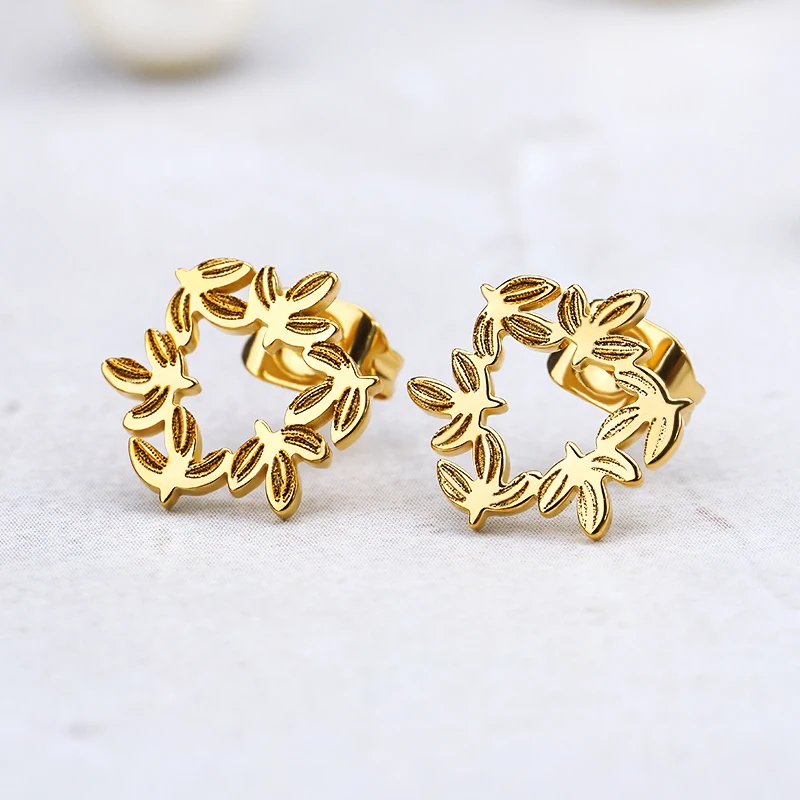 Изящные серьги венки для девочек милые из нержавеющей стали с цветами модные