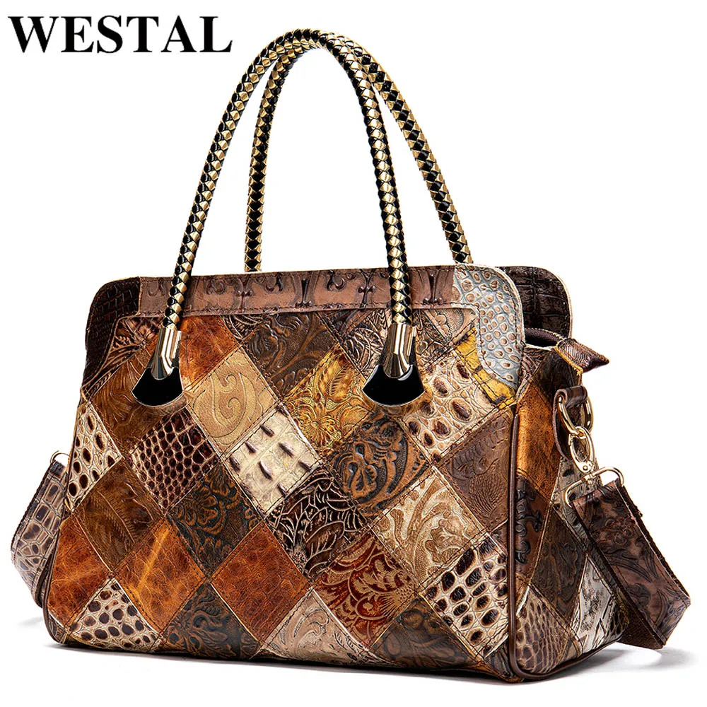 WESTAL Women's Leather Handbags Shoulder Bags for Women Bag Genuine Leather Bolsa Feminina Designer Hand Bags Boho Bag Totes 496