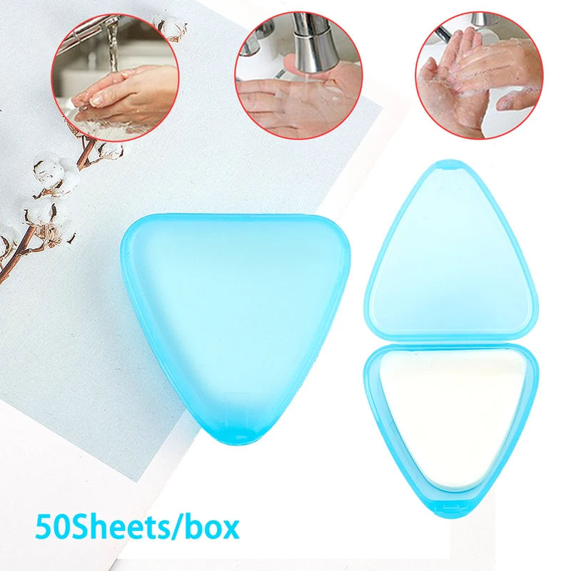 

50 шт./корт. Одноразовая Коробка для мыла в путешествиях портативная коробка для мытья рук ароматизированные ломтики листы мини-мыльная бума...