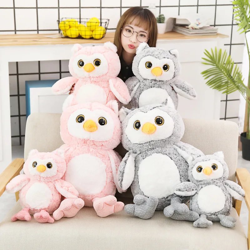 Розовый/серый креативный Kawaii Сова плюшевая, игрушка чучело кукла для детей милая мягкая подушка подарок