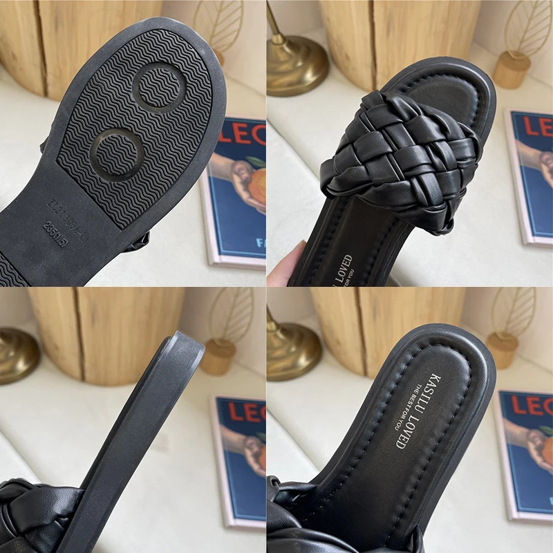 

Women Slippers Female Shoes Rubber Slippers For Home Weave Flats Ladies Flip Flops Comfort Slides 2021 Summer Shoes For Women