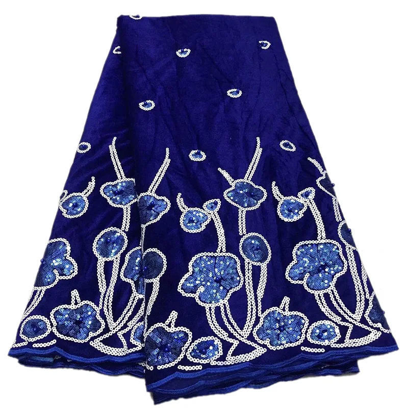 

Women dresses fabrics good quality African lace fabric nice flowers made by sequins design AJV1 new arrivals velvet lace fabric
