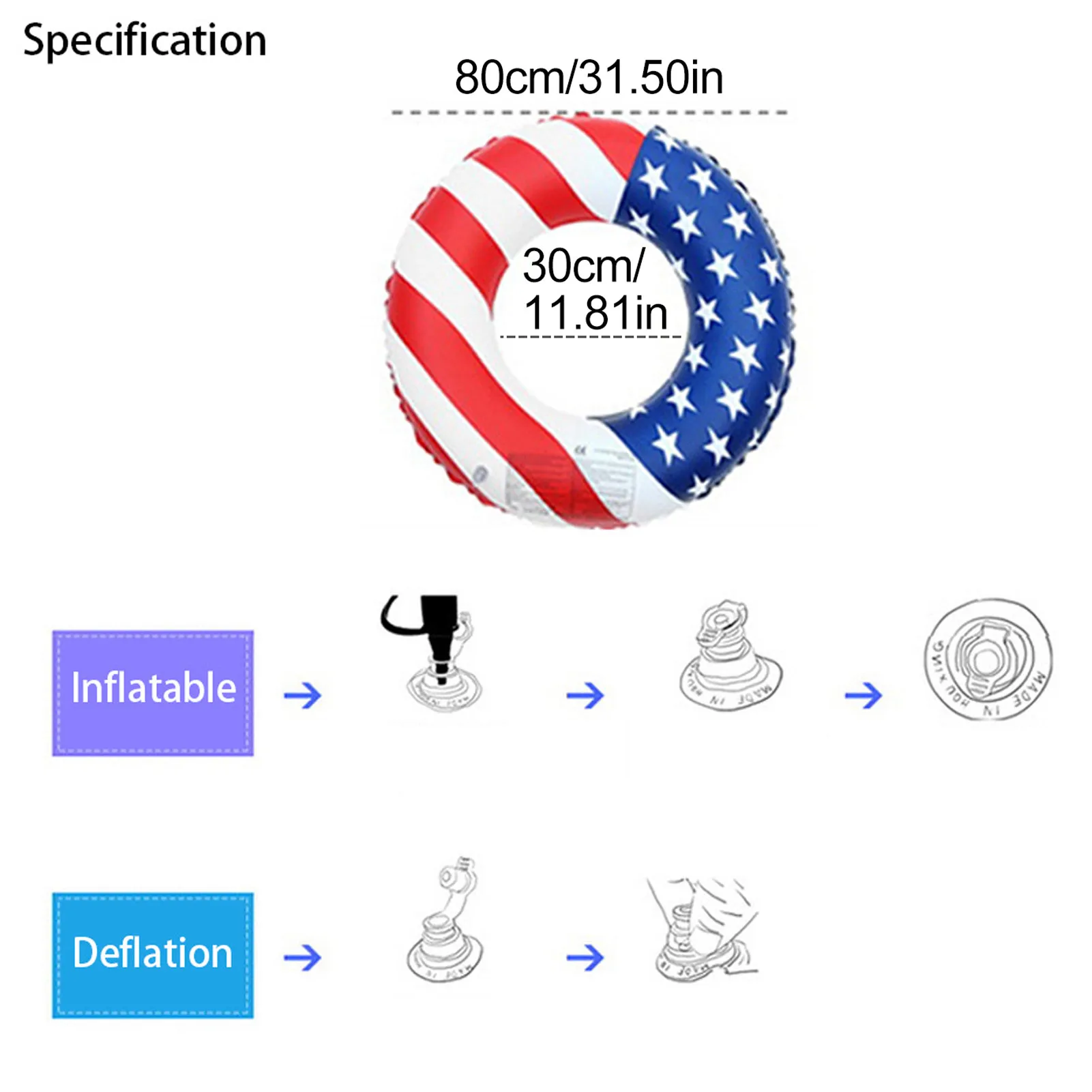 

American Flag Inflatable Pool Float Circle Swimming Ring For Kids Adults Giant Swimming Float Air Mattress Beach Party Pool Toys