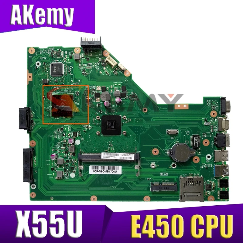 

Akemy X55U mainboard For ASUS X55U X55 Laptop Motherboard 100% Test OK E450 CPU